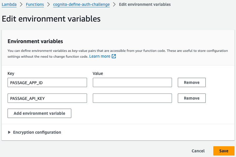 Lambda settings