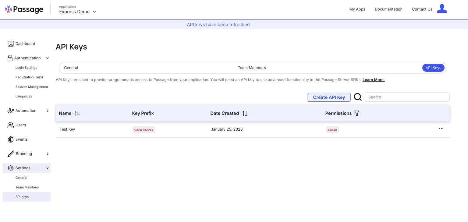 Screen showing general settings page in console highlighting API key